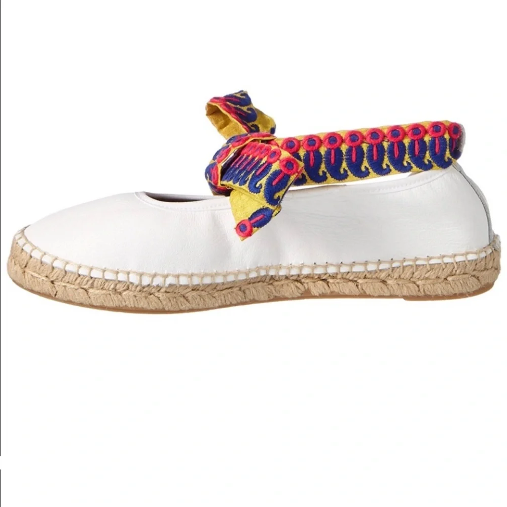 NEW Free People Maya Wrap Espadrille White Leather SIZE 7.5